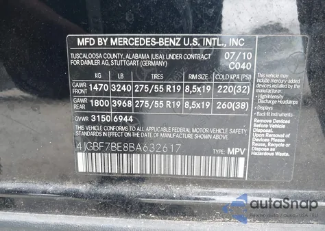 2011 Mercedes-Benz Gl 450 4Matic from USA, damaged, VIN 4JGBF7BE8BA632617